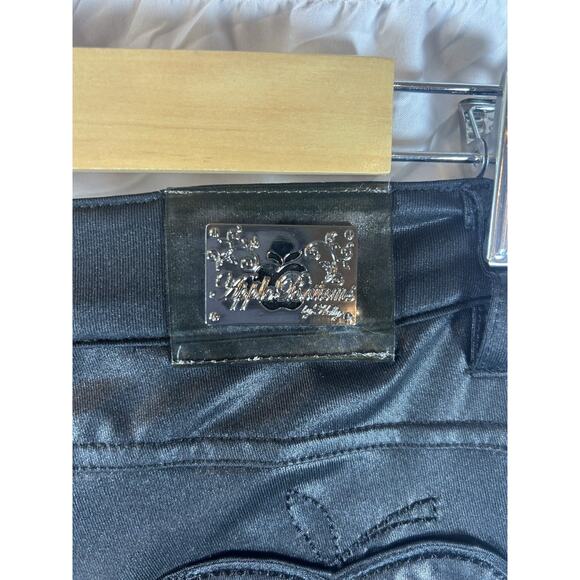 APPLE BOTTOM Pants Womens black Size 7/8 logo Stretch Polyester Spandex - Picture 7 of 10